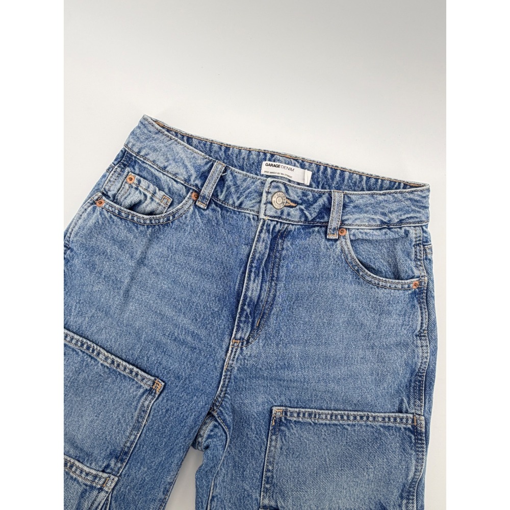 Garage Denim 90s Straight Jeans 3 26 Blue Medium Wash Double Knee Cargo Utility